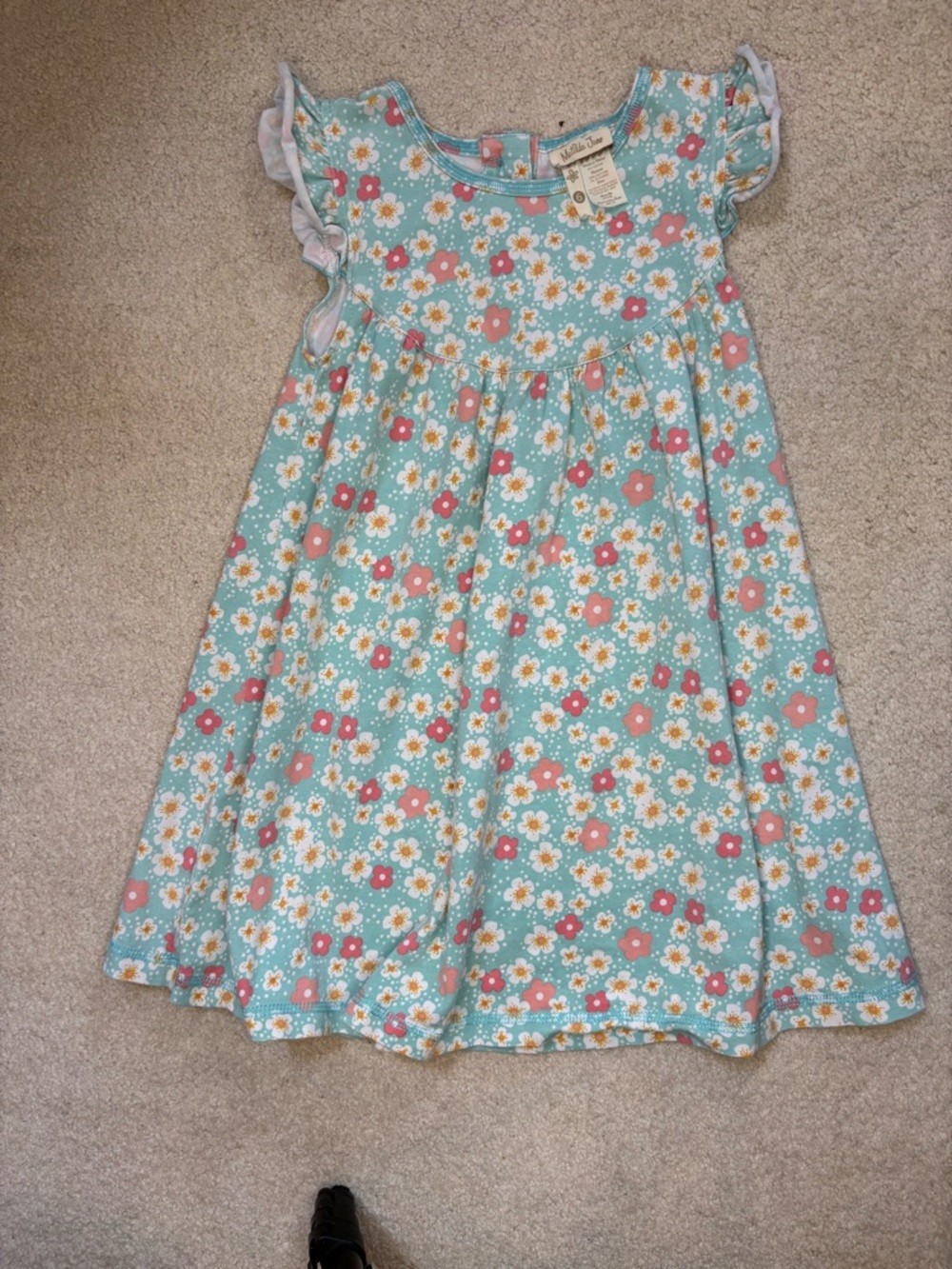 Matilda Jane Aqua Floral Flutter-Sleeve Dress